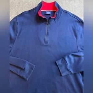Le Tigre Sweater Mens XX-Large Blue1/4 Zip Long Sleeve Golf Ribbed Pullover